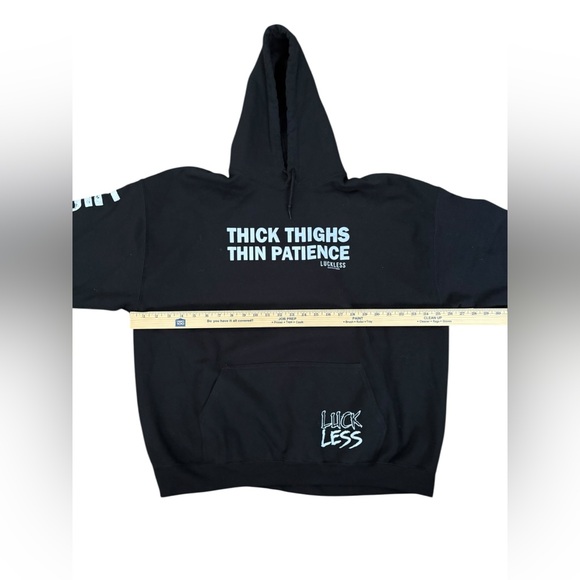 THICK THIGHS THIN PATIENCE HOODIE SIZE 2X LUCKLESS - Picture 5 of 9